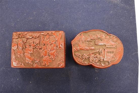 Two Chinese red lacquer boxes and covers